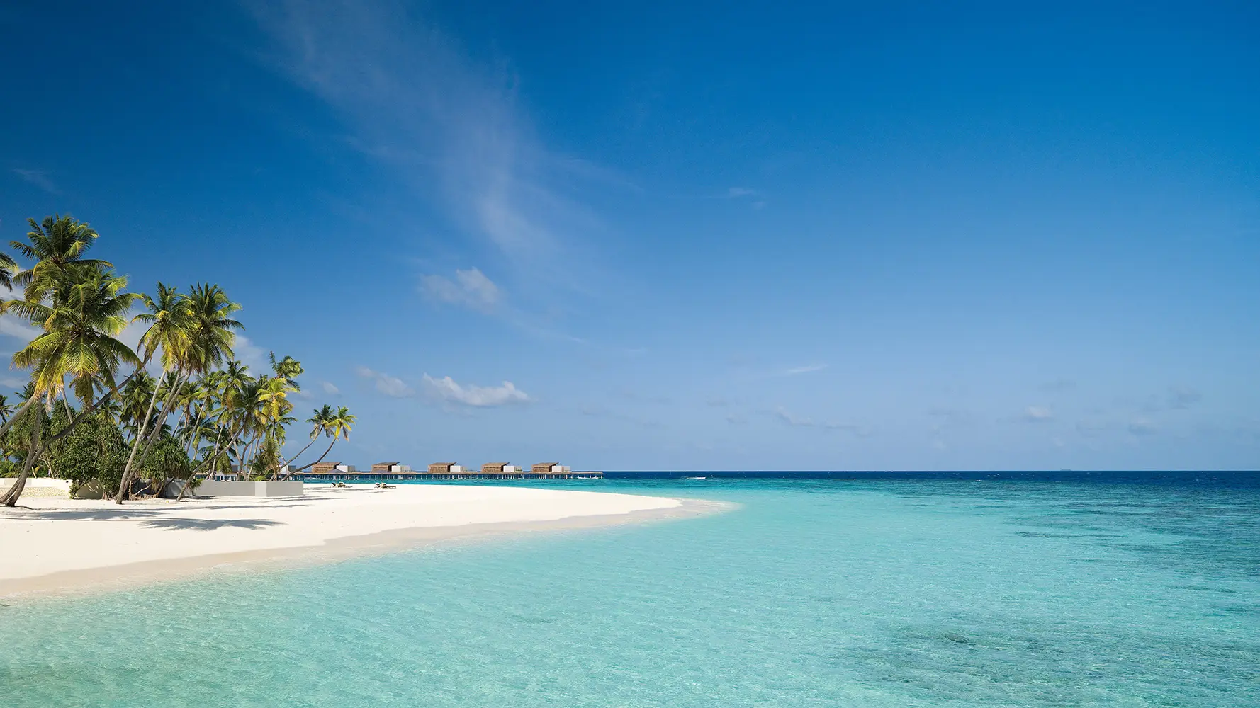 Park Hyatt Maldives Hadahaa mit Strand, Palmen und klarem Wasser.